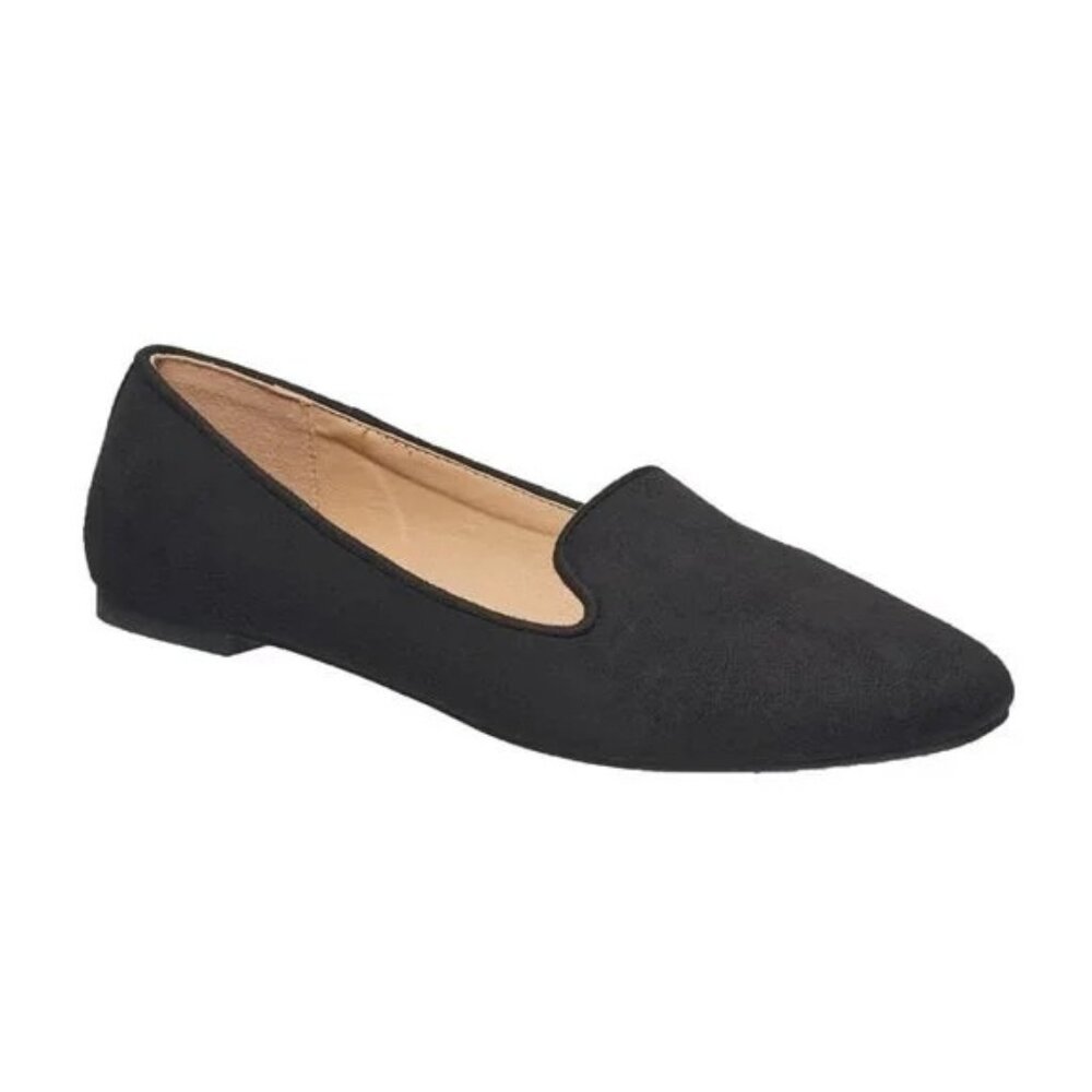 NWOB French Connection Womens 11 Delilah Loafer Flat Black Faux Suede